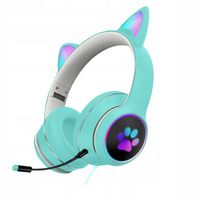 SŁUCHAWKI GAMINGOWE KOCIE USZY MIKROFON LED RGB