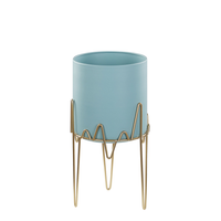 Doniczka na stojaku metalowa 19 x 19 x 39 cm niebiesko-złota KALANDRA