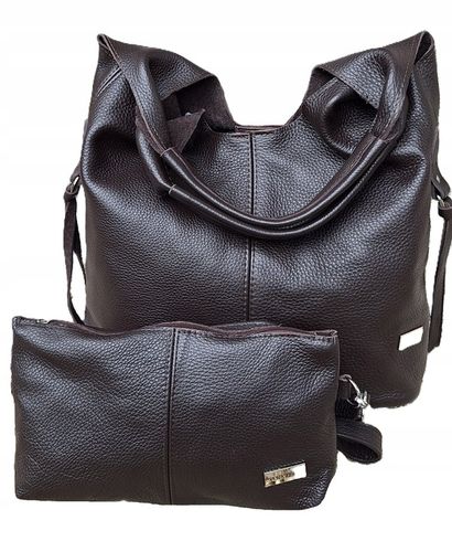Skórzana Torebka Shopper Skóra Naturalna Włoska Vera Model 2w1 PREMIUM na Arena.pl