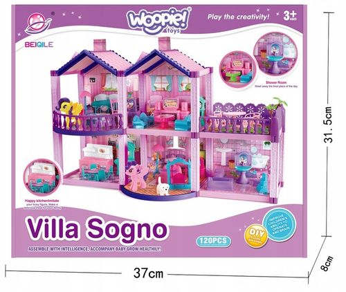 DOMEK DLA LALEK KUCYKI VILLA MEBLE FIGURKI WOOPIE na Arena.pl