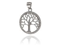 Elegancki rodowany srebrny wisiorek drzewo życia tree of life białe cyrkonie srebro 925 W0386