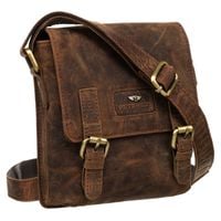 skórzana listonoszka męska w brązowym kolorze zamykana suwakiem