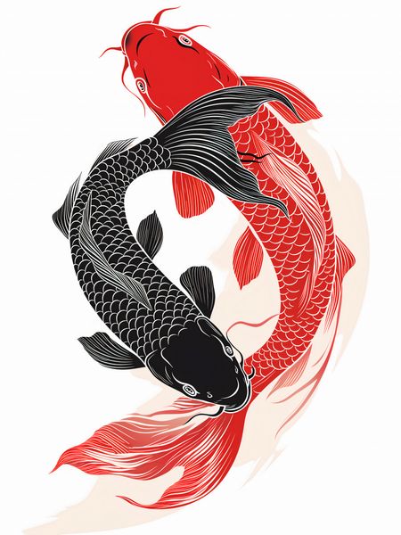 Plakat 75x100cm Yin i Yang Koi zdjęcie 1