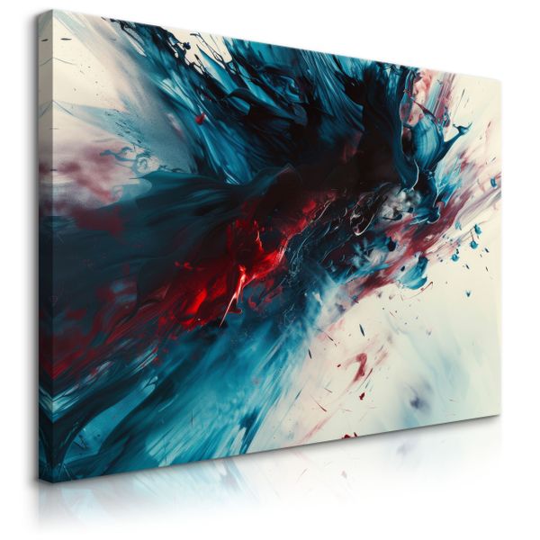 Obraz Na Płótnie Abstrakcja Niebieska Farba Nowoczesny Wzór 40cm x 30cm zdjęcie 1