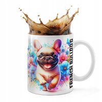 KUBEK CERAMICZNY 330ML DRUK - PIES PSY PIESEK RASA BULLDOG FRANCUSKI FRENCH