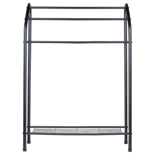 Stojak na Ręczniki Wieszak Łazienkowy Podłogowy Stojący Czarny + Półka na Arena.pl