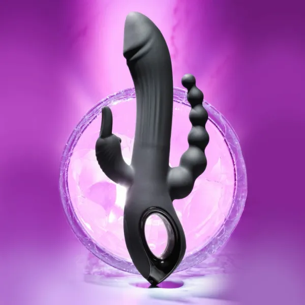 evolved trifecta rabbit vibrator black - trojfunkcyjny model zdjęcie 5
