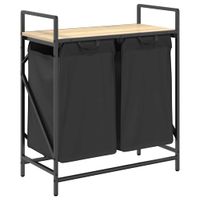 Kosz na pranie 2 przegrody z półką, dąb sonoma