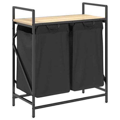 Kosz na pranie 2 przegrody z półką, dąb sonoma na Arena.pl