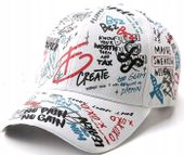 Czapka z daszkiem Graffiti BEJSBOLÓWKA napisy PUNK  KR33_Biały