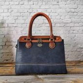 Torebka Damska - Zakupowa - Elegancka - SKÓRA NATURALNA Niebieski