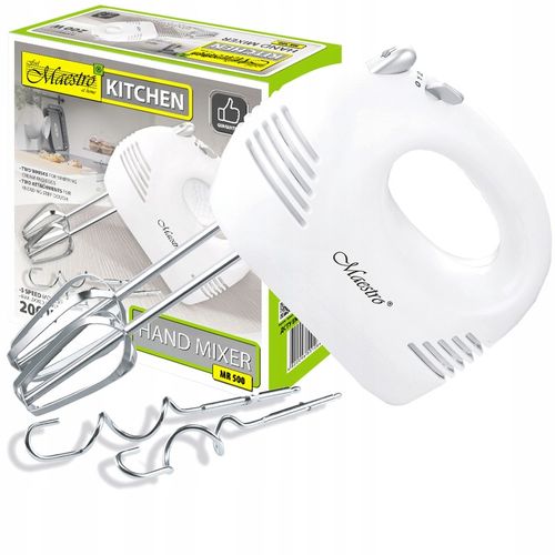MIKSER RĘCZNY ROBOT KUCHENNY 5 PRĘDKOŚCI + 4 KOŃCÓWKI HAKI TRZEPACZKI 200W na Arena.pl