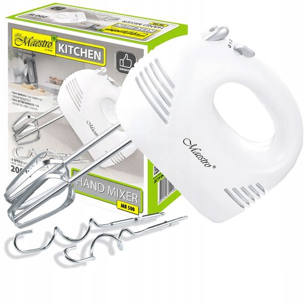 MIKSER RĘCZNY ROBOT KUCHENNY 5 PRĘDKOŚCI + 4 KOŃCÓWKI HAKI TRZEPACZKI 200W zdjęcie 2