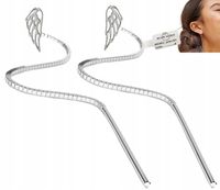 KOLCZYKI SREBRNE 925 WISZĄCE DŁUGIE PRZECIĄGANE ELEGANCKIE SKRZYDŁA ANIOŁA