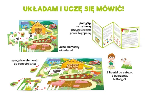 Puzzle 17 elementów. Na wsi. Pierwsze puzzle + figurki na Arena.pl
