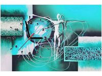 60CM 40CM ZEGAR OBRAZ TAŃCZĄCE POSTACIE NIEBIESKIM DRUK PŁÓTNO RAMA