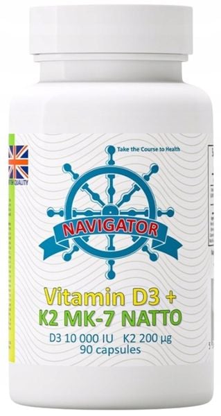 Navigator Witamina D3 10000 IU + Wit. K2 MK-7 200 90 kaps. Mocne kości zdjęcie 1