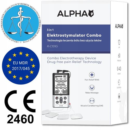 Elektrostymulator mięśni i nerwów TENS EMS MASAŻ 60 prog ALPHA + elektrody na Arena.pl