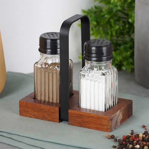 Przyprawnik Solniczka Pieprzniczka Zestaw Pojemniki do Soli Pieprzu Stojak na Arena.pl