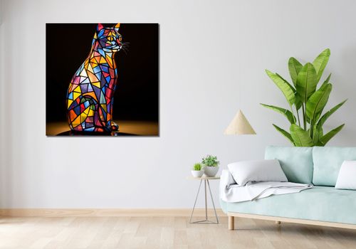 Obraz 100x100cm Koci Witraż na Arena.pl
