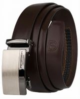 pasek męski skórzany do spodni automat automatyczny ciemny brąz peterson