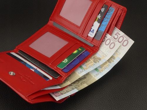 KOCHMANSKI portfel damski skórzany mały czerwony portmonetka zatrzask rfid na Arena.pl