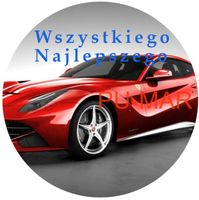 Opłatek na tort Urodziny Ferrari Auto Samochód Logo Bryka Fura Tekst Gratis