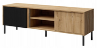 Nowoczesna Szafka RTV Dąb Odwieczny + Czarny 150 cm ZUZIA JR - 2 Kolory