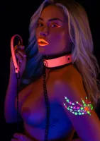 taboom glow in the dark collar & chain leash - świecący komplet
