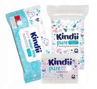 Kindii Pure Water Chusteczki nawilżane Płatki i Patyczki do uszu ZESTAW