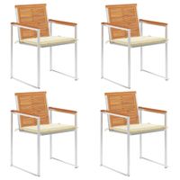 Krzesła ogrodowe z poduszkami, 4 szt., lite drewno akacjowe