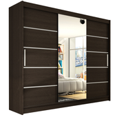 Szafa przesuwna Aston VI z lustrem 250cm - pojemna garderoba - CHOCO