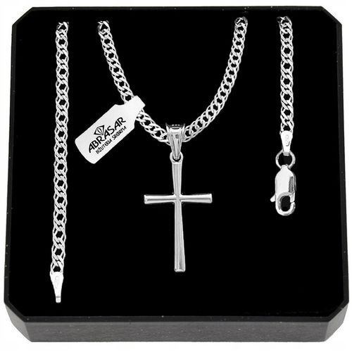SREBRNY ŁAŃCUSZEK MĘSKI ROMBO I KRZYŻYK 030/50CM ZESTAW IDEALNY NA PREZENT na Arena.pl