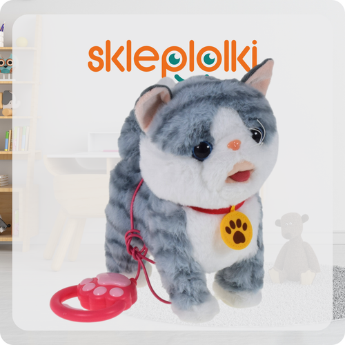 INTERAKTYWNY KOT KOTEK NA SMYCZY ZABAWKA MIAUCZY CHODZI GRA NA PREZENT na Arena.pl