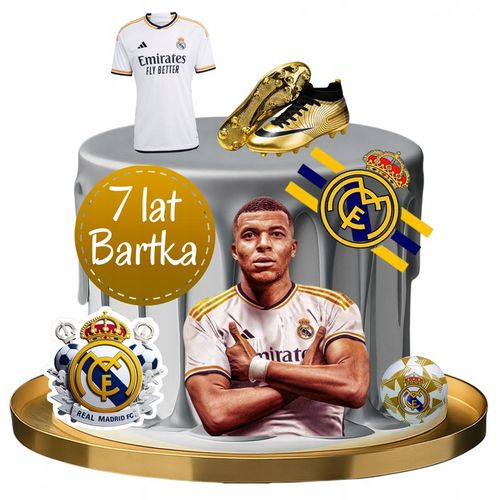 WYDRUK CUKROWY REAL MADRYT PIŁKARZ MBAPPE NA TORT DEKORACJA + TEKST GRATIS na Arena.pl
