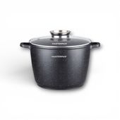 Duży Garnek Marmurkowy 7L z Pokrywką i Systemem Aroma Knob 24cm