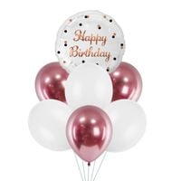 Zestaw balonów Happy Birthday, rose gold