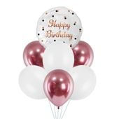 Zestaw balonów Happy Birthday, rose gold