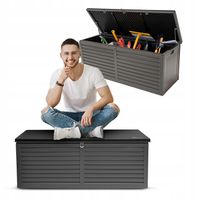 SKRZYNIA OGRODOWA 390 L BALKONOWA KUFER SIEDZISKO DUŻA - LARUS CIEMNOSZARA