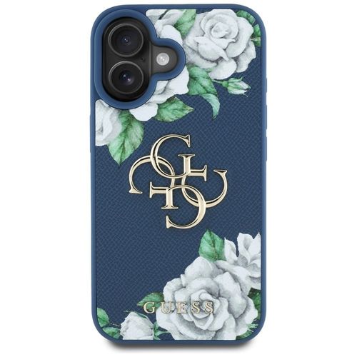 Etui Guess Grained Roses Big 4G logo do iPhone 16 niebieski na Arena.pl