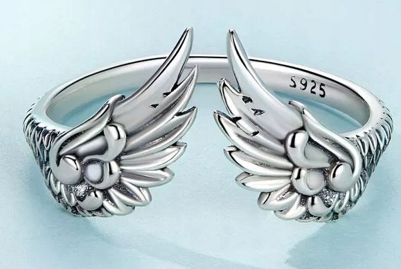 PIERŚCIONEK SREBRNY REGULOWANY SKRZYDŁA srebro próba 925 RODOWANY DAMSKI zdjęcie 8