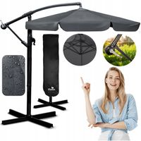 Parasol Ogrodowy Duży Składany z wysięgnikiem pokrowiec 6 segmentów Ø 350cm