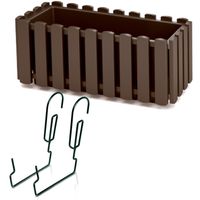 Doniczka + uchwyt skrzynka balkonowa 18x38x16,2 cm brąz