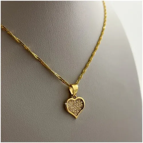 PIĘKNY ZŁOTY ŁAŃCUSZEK DAMSKI Z SERDUSZKIEM Z CYRKONIAMI + RÓŻA WIECZNA LED na Arena.pl