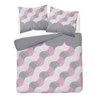 Pościel flanelowa 160x200cm. Flanela bawełniana gruba - różowo szare fale