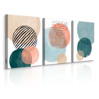 OBRAZY DO SALONU SET AKWARELE KOŁA ABSTRAKCJA MINIMALIZM 90cm x 40cm