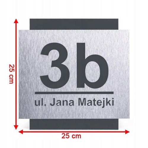 NOWOCZESNA TABLICZKA ADRESOWA Z NUMEREM DOMU ULICA | ALUMINIUM 25x25cm na Arena.pl