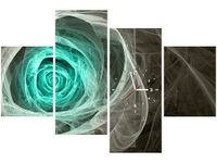 120CM 80CM ZEGAR 4 ELEM RÓŻA KTALNA TURKUSIE OBRAZ ŚCIENNY