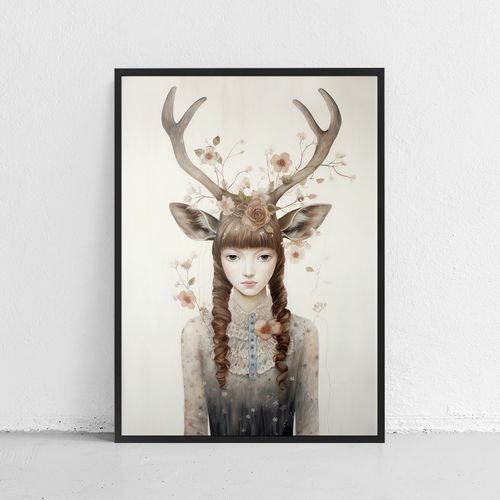 Plakat leśna dziewczyna 30x40 cm w czarnej ramie na Arena.pl