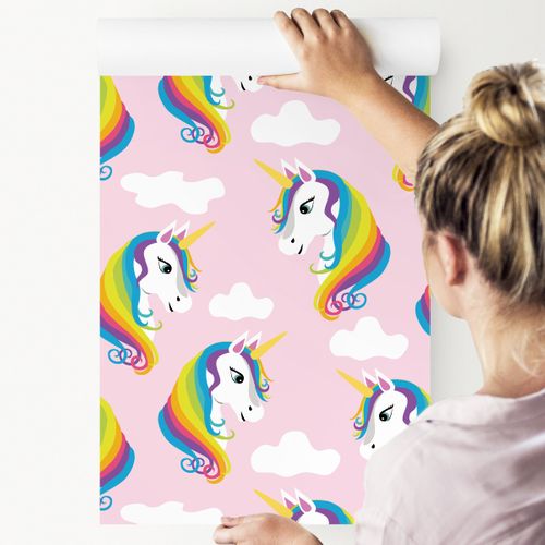 Tapeta dla dziewczynki kolorowe jednorożce chmury na Arena.pl